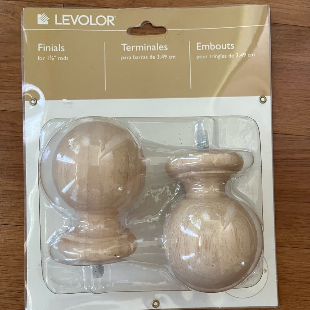 LEVOLOR WARM OAK BALL FINIALS - NWT